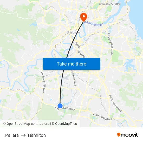 Pallara to Hamilton map