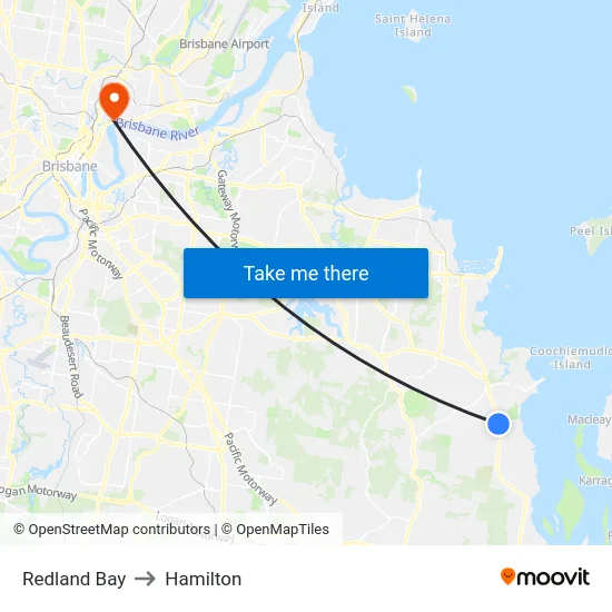 Redland Bay to Hamilton map