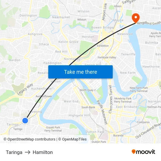 Taringa to Hamilton map