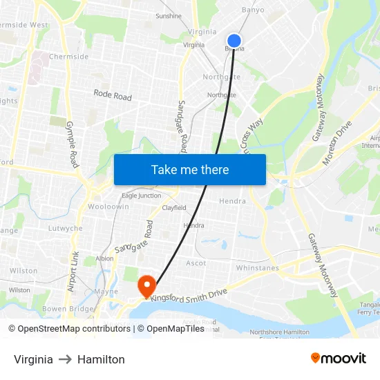 Virginia to Hamilton map