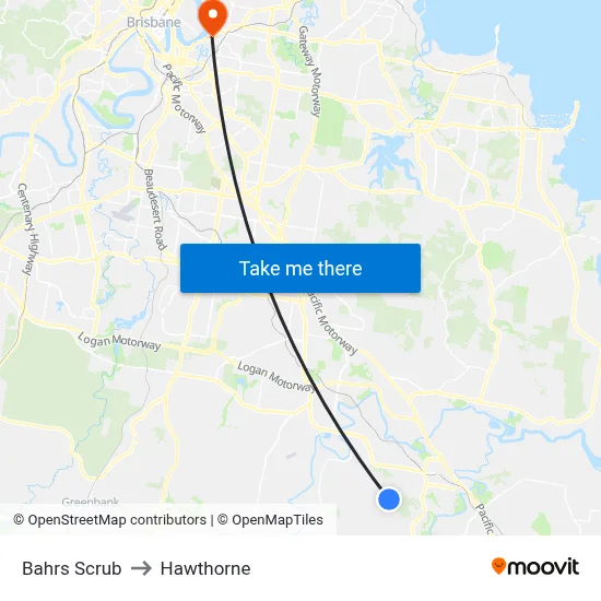 Bahrs Scrub to Hawthorne map