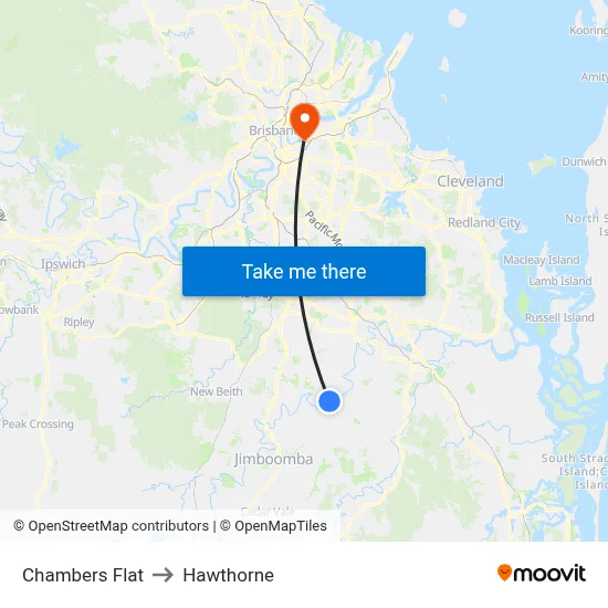 Chambers Flat to Hawthorne map