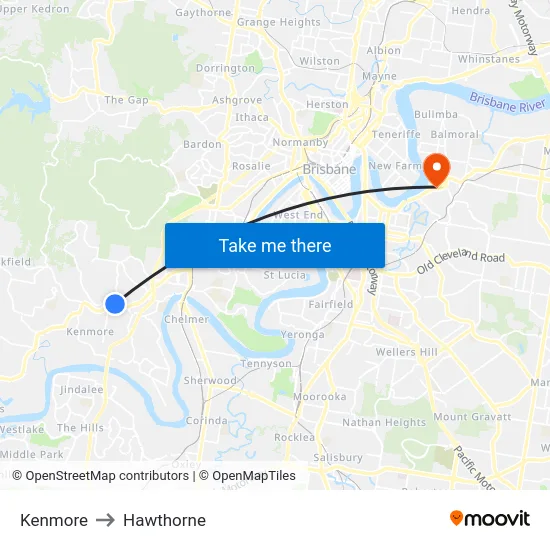 Kenmore to Hawthorne map