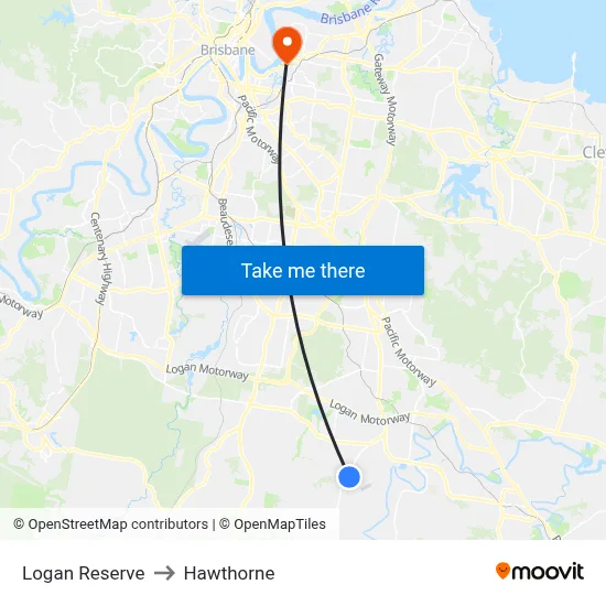 Logan Reserve to Hawthorne map