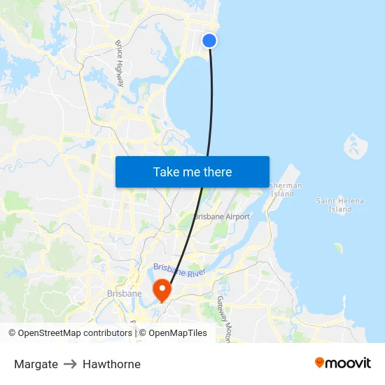 Margate to Hawthorne map