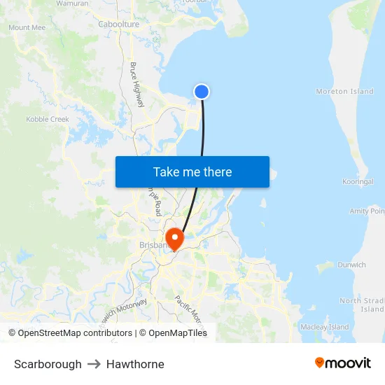 Scarborough to Hawthorne map