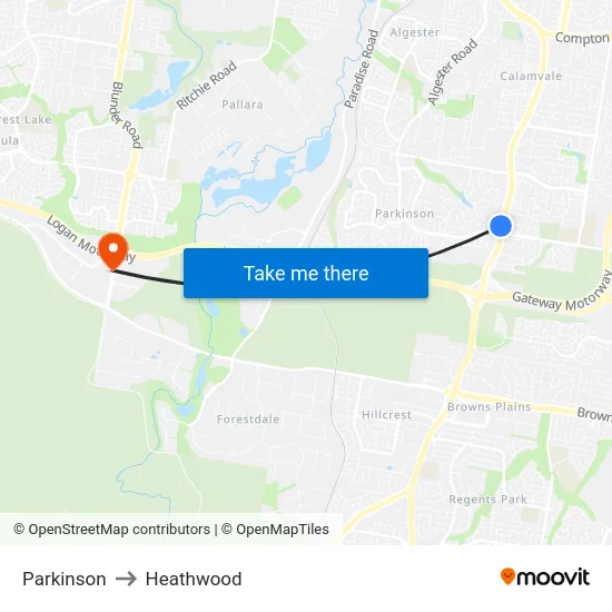 Parkinson to Heathwood map