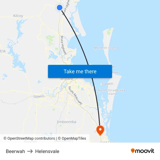 Beerwah to Helensvale map