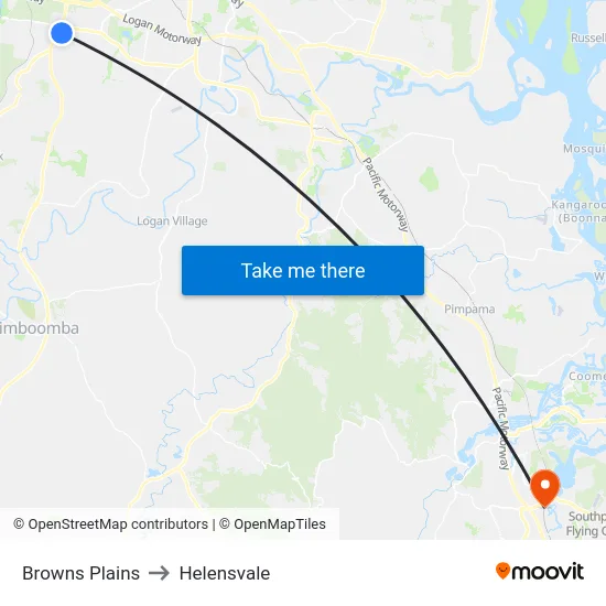 Browns Plains to Helensvale map
