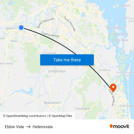Ebbw Vale to Helensvale map