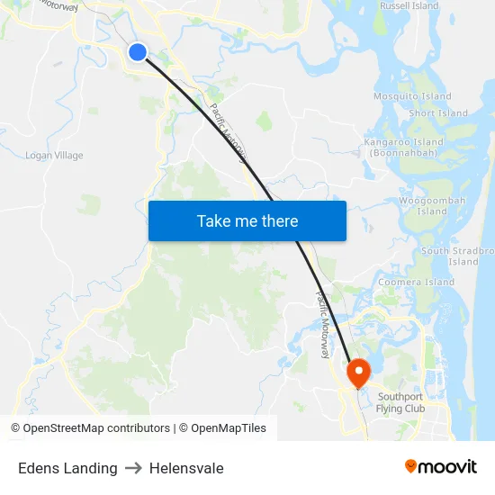 Edens Landing to Helensvale map