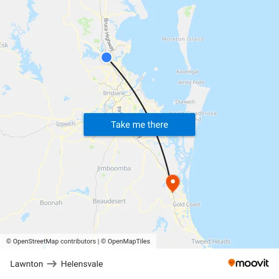 Lawnton to Helensvale map