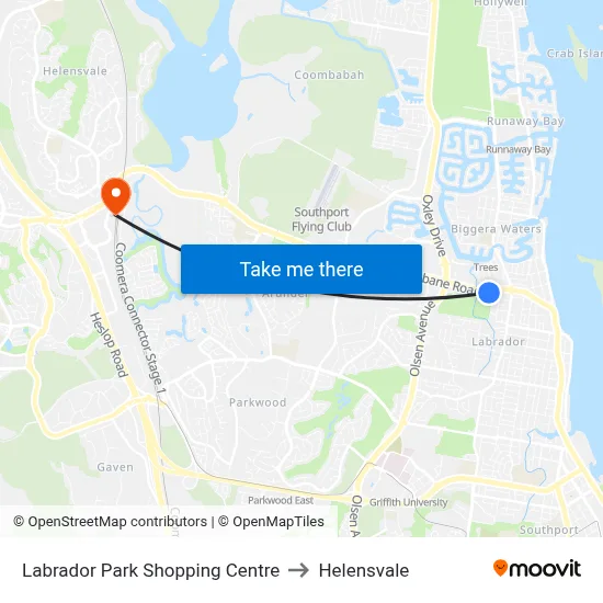 Labrador Park Shopping Centre to Helensvale map