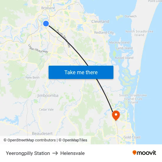 Yeerongpilly Station to Helensvale map