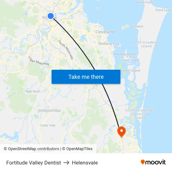 Fortitude Valley Dentist to Helensvale map