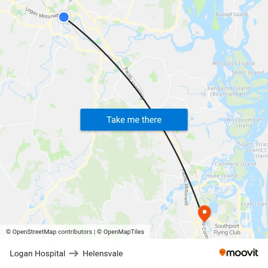 Logan Hospital to Helensvale map