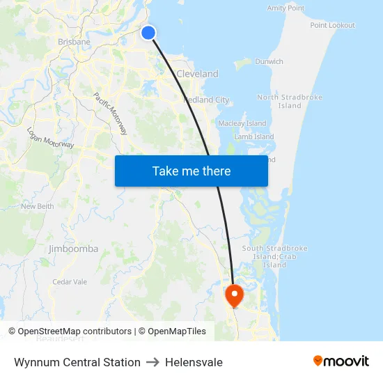 Wynnum Central Station to Helensvale map