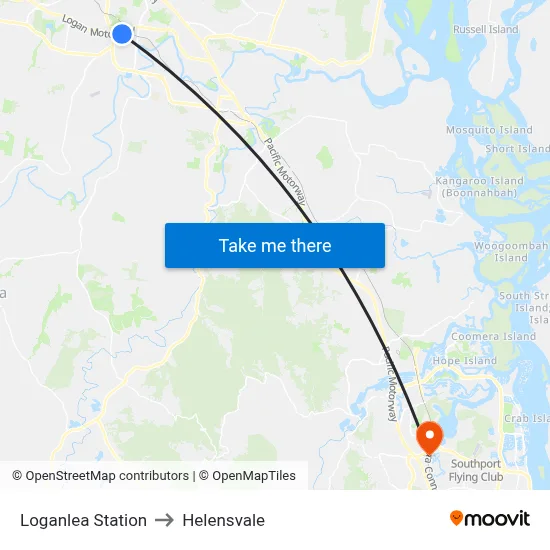 Loganlea Station to Helensvale map