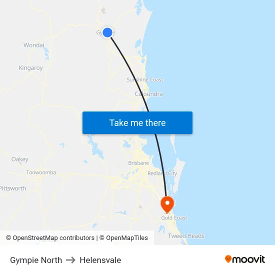 Gympie North to Helensvale map