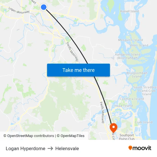 Logan Hyperdome to Helensvale map