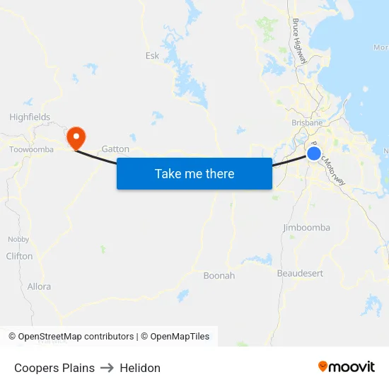 Coopers Plains to Helidon map