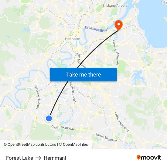 Forest Lake to Hemmant map