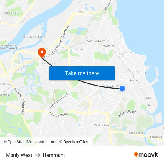 Manly West to Hemmant map