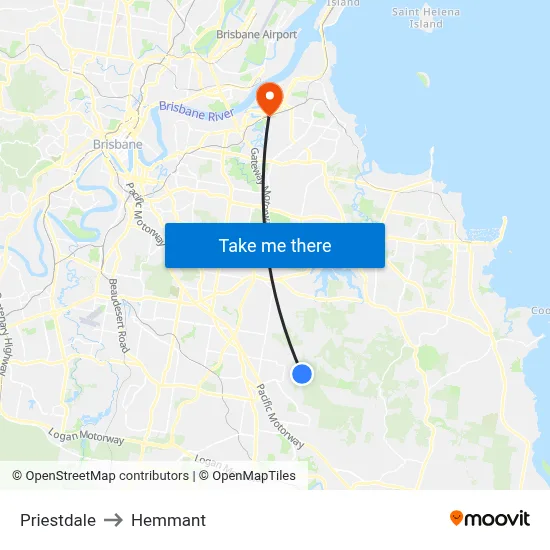 Priestdale to Hemmant map