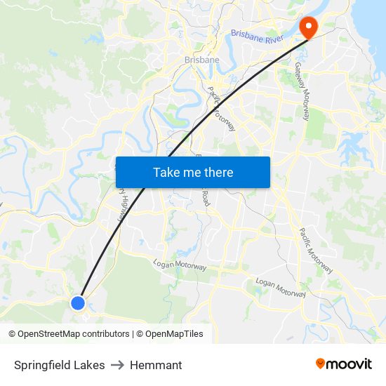 Springfield Lakes to Hemmant map