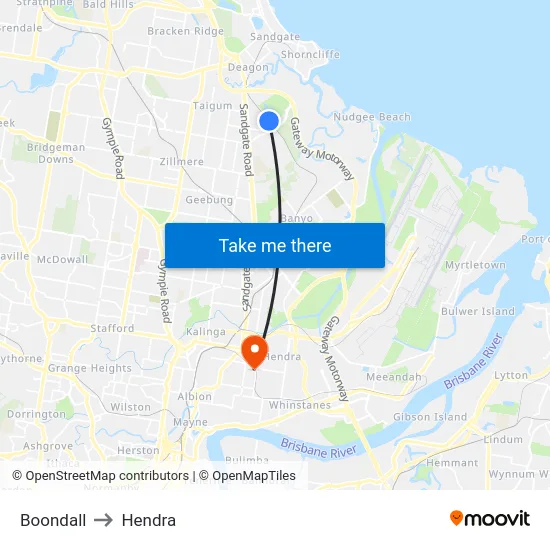Boondall to Hendra map