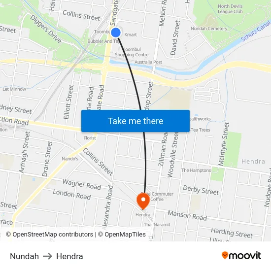 Nundah to Hendra map