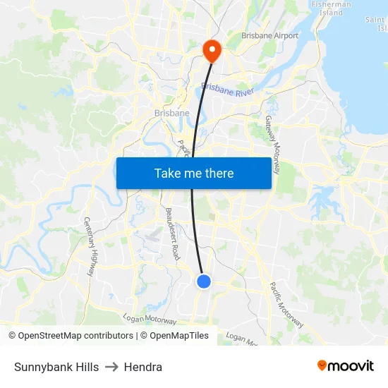 Sunnybank Hills to Hendra map