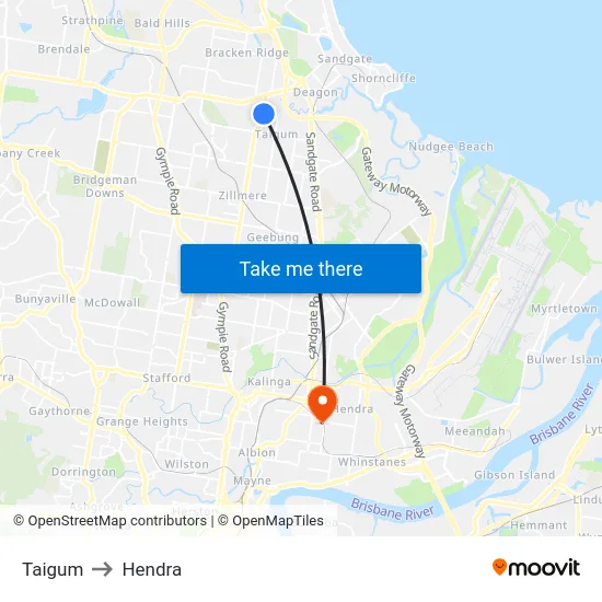 Taigum to Hendra map