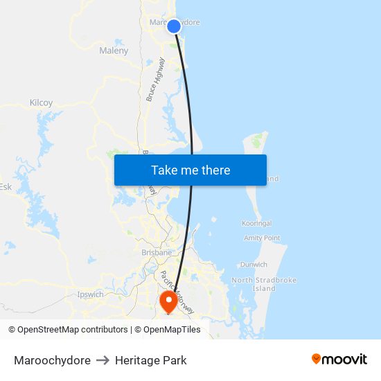 Maroochydore to Heritage Park map