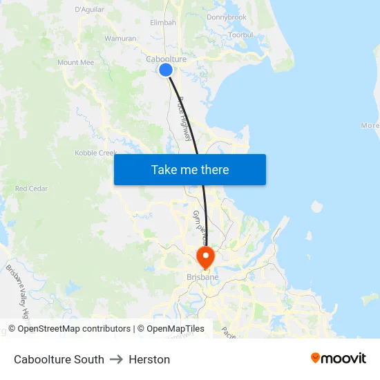 Caboolture South to Herston map