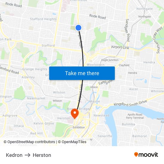 Kedron to Herston map