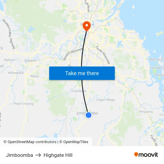 Jimboomba to Highgate Hill map