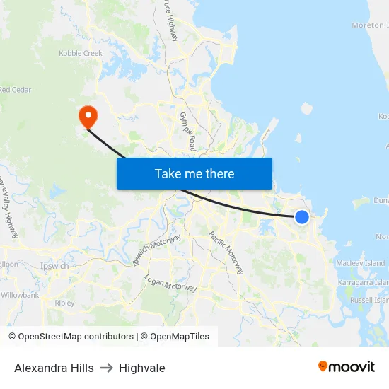 Alexandra Hills to Highvale map