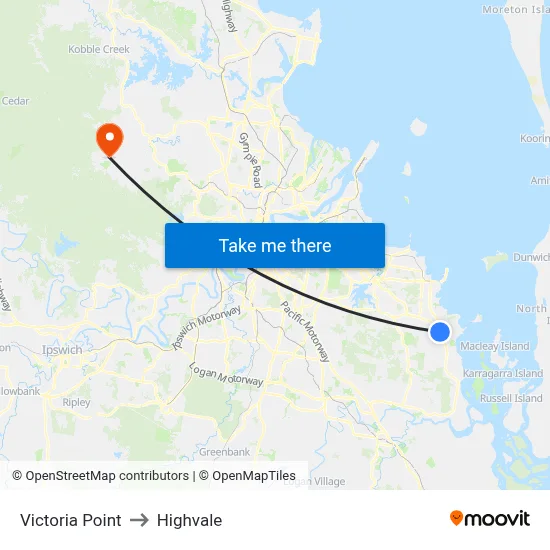 Victoria Point to Highvale map