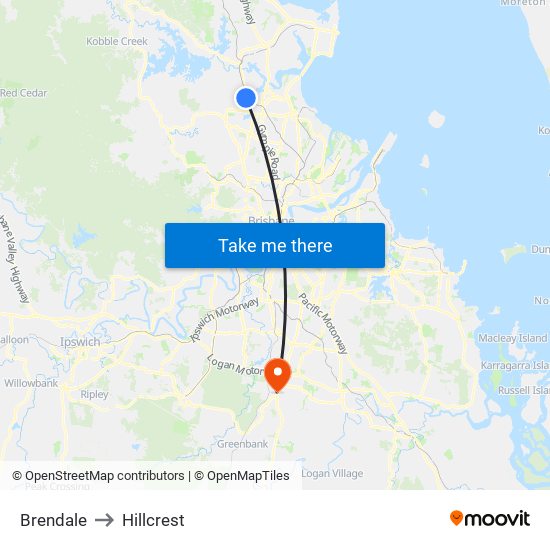 Brendale to Hillcrest map