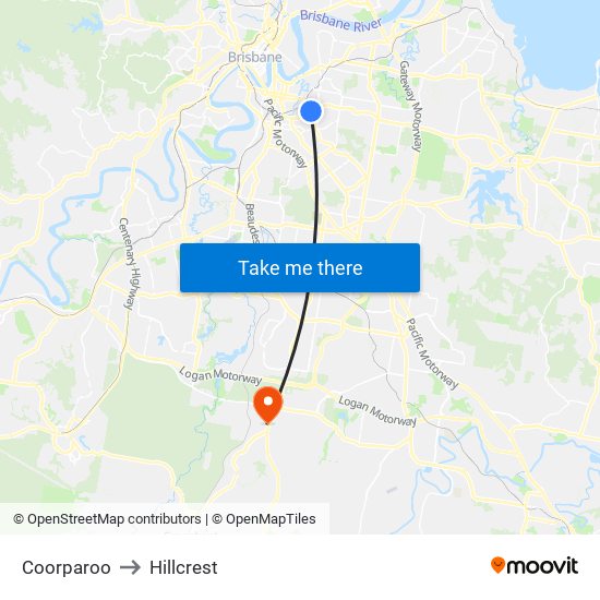 Coorparoo to Hillcrest map