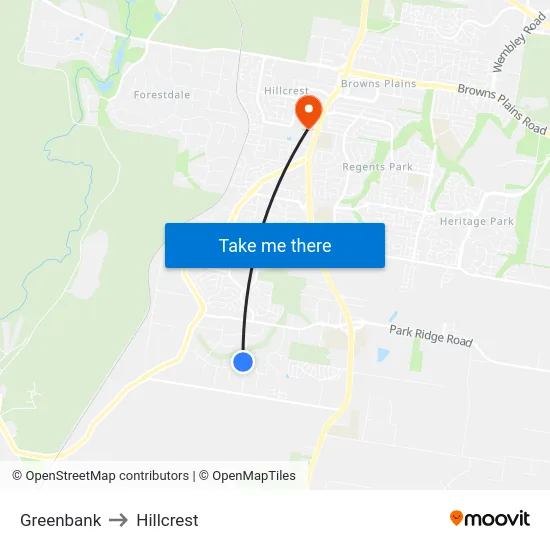 Greenbank to Hillcrest map