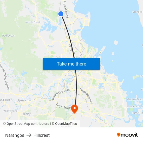 Narangba to Hillcrest map