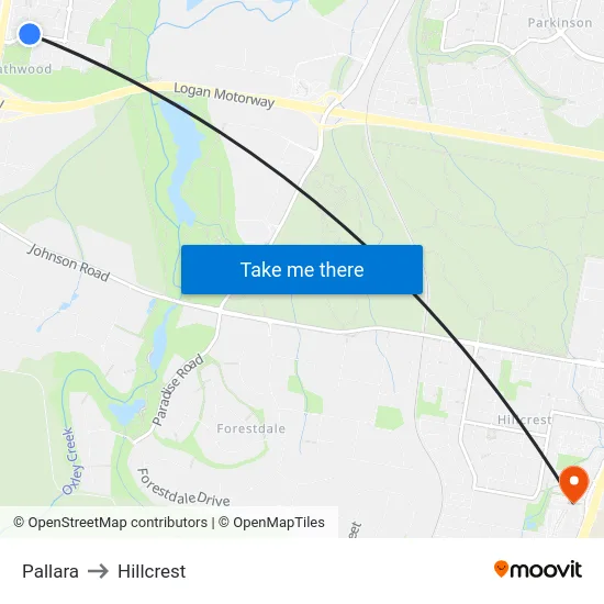 Pallara to Hillcrest map