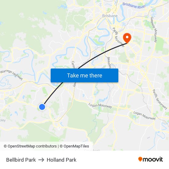 Bellbird Park to Holland Park map