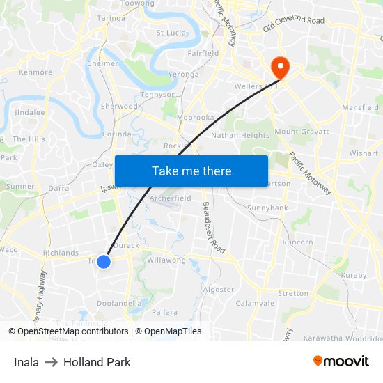 Inala to Holland Park map