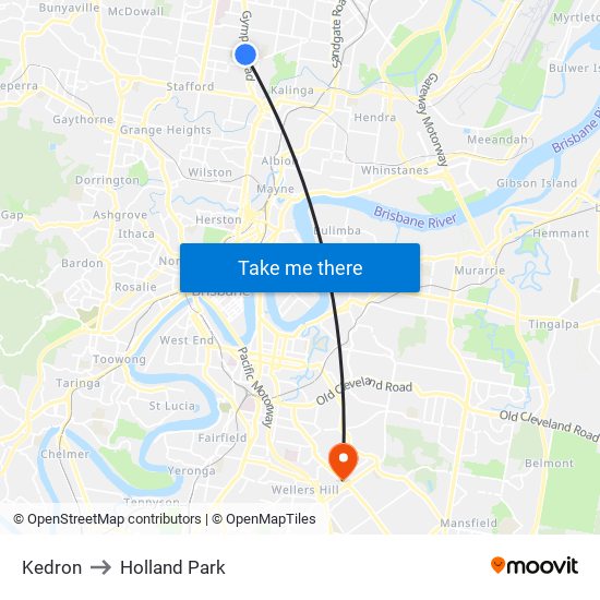 Kedron to Holland Park map