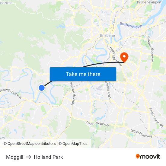 Moggill to Holland Park map