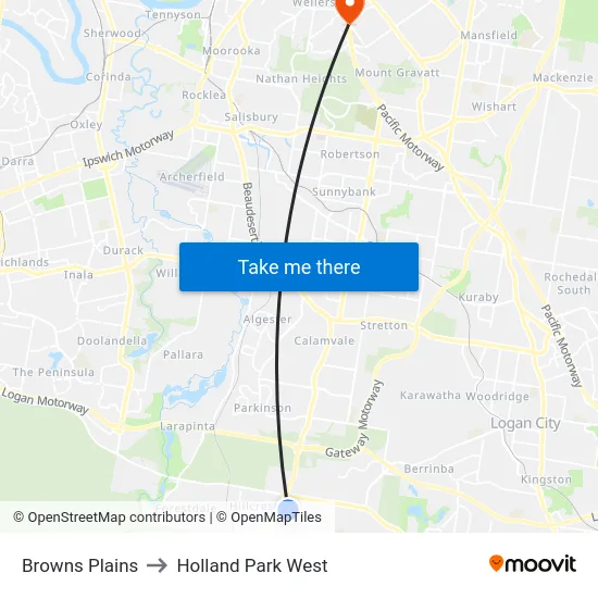 Browns Plains to Holland Park West map