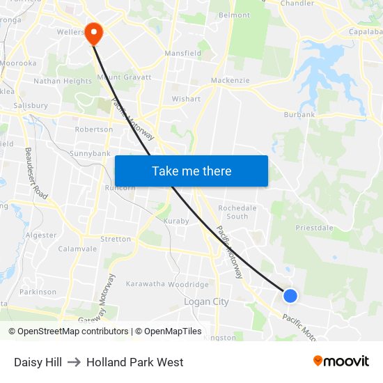 Daisy Hill to Holland Park West map